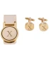 Фото #16 товара Men's Gold-Tone Monogrammed Cuff Links & Money Clip Set