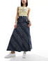 Aape by A Bathing Ape logo monogram denim maxi skirt in mid wash