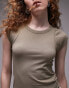 Фото #6 товара Topshop ribbed mixed tee in sage