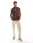 ASOS DESIGN oversized vest in brown with souvenir dragon back print