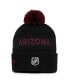 Фото #2 товара Men's Black, Garnet Arizona Coyotes 2022 NHL Draft Authentic Pro Cuffed Knit Hat with Pom