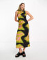 COLLUSION printed slash neck maxi dress in multi