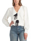 ფოტო #1 პროდუქტის Juniors' Bow-Front V-Neck Long-Sleeve Cardigan