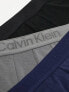 Calvin Klein CK Black 3-pack low rise trunks in navy, charcoal and black Navy/Grey/Black, XS - фото #7