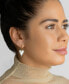 ფოტო #4 პროდუქტის 14K Gold-Plated White Mother-of-Pearl Crystal Halo Heart Drop Huggie Earrings