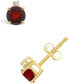 ფოტო #2 პროდუქტის Garnet (3/4 ct. t.w.) and Diamond Accent Stud Earrings in 14K Yellow Gold