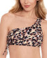 ფოტო #1 პროდუქტის Juniors' Leopard-Print One-Shoulder Bikini Top, Created for Macy's