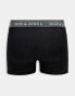 Jack & Jones 3 pack contrast waistband trunk in dark grey