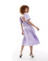 Monki tiered midi dress with open back in lilac