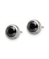 ფოტო #2 პროდუქტის Stainless Steel Polished Bezel Black CZ Stud Earrings