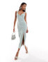 Фото #1 товара Vesper cut out detail front split midaxi dress in sage green