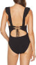 Фото #2 товара Robin Piccone Women's 174379 Lina Ruffle V-Neck One-Piece Swimsuit Black Size 10