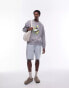 Topman oversized fit sweatshirt with flowers embroidery print in grey marl