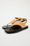 Flat leather slider sandals