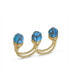 Sea Breeze Design Gold Plated Silver Turquoise Gemstone Multifinger Open Ring