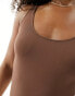 Фото #6 товара Vero Moda seamless scoop neck thong body in coffee bean brown