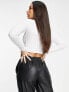 Фото #3 товара ASOS DESIGN Tall fitted crop t-shirt with long sleeve in white