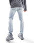 Фото #10 товара ASOS DESIGN skinny jeans with rips in light blue tinted wash