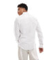 Фото #4 товара ONLY & SONS linen mix long sleeve shirt in white