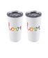 Фото #1 товара Double Wall 2 Pack of 20 oz White Highballs with Metallic "Love" Decal