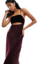 Фото #7 товара ASOS DESIGN satin midaxi dress with velvet bust and cut out in burgundy