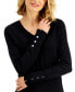 Фото #3 товара Petite Rivet-Detail V-Neck Sweater, Created for Macy's