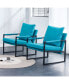 Фото #1 товара 2-Piece Set Of Sofa Chairs. PU Leather Armchair Medieval Modern Upholstered Armchair With Metal Frame, Super Thick Upholstered Backrest And Cushion Sofa, For Living Room (Cyan PU Leather+Metal+Foam)00