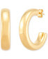 Фото #3 товара High Polished Medium J Hoop Earrings in 14k Gold, 1-1/8"