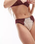 Фото #2 товара Topshop Eloise lace brief in burgundy and pink