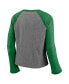 Women's Majestic Heathered Gray, Heathered Green Oregon Ducks Competitive Edge Cropped Raglan Long Sleeve T-shirt