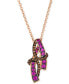 ფოტო #1 პროდუქტის Chocolatier® Bubble Gum Pink Sapphire (3/8 ct. t.w.) & Chocolate Diamond (1/5 ct. t.w.) Swirl 19" Pendant Necklace in 14k Rose Gold