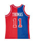 Men's Isiah Thomas Blue, Red Detroit Pistons Hardwood Classics 1988-89 Split Swingman Jersey