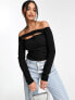 Фото #1 товара Bershka cut out long sleeve top in black