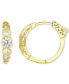 Cubic Zirconia Graduated Tapered Bezel Small Hoop Earrings in 14k Gold-Plated Sterling Silver, 0.67"