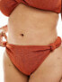 Фото #3 товара South Beach Curve crinkle high waist bikini bottom in rust