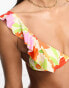 Фото #4 товара Miss Selfridge painted bright floral frill bikini top