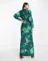 ASOS DESIGN Tall high neck maxi dress with green floral burnout print