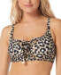 Фото #1 товара Women's Leopard-Print Lace-Up Bikini Top