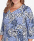 Plus Size Printed Essentials 3/4 Sleeve Top Синий, 2X - фото #5