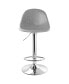Фото #3 товара 2 Piece Adjustable Distressed Faux Leather Bucket Bar Stools in Gray with Chrome Base