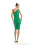 Фото #7 товара AX Paris ruched one shoulder midi dress in green