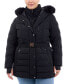 Plus Size Belted Faux-Fur-Trim Hooded Puffer Coat