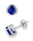 ფოტო #2 პროდუქტის Simulated Blue Sapphire and Cubic Zirconia Stud Earrings