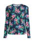 ფოტო #1 პროდუქტის Petite Crew Neck Long Sleeve Rash Guard UPF 50 Swim Tee