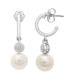 ფოტო #1 პროდუქტის Cultured Freshwater Pearl (7mm) and Diamond (1/20 ct. t.w.) Earrings in Sterling Silver