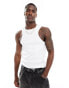 ASOS DESIGN muscle fit racer vest with high neck in white