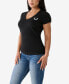 ფოტო #3 პროდუქტის Women's Short Sleeve Crystal Script Slim V-neck T-shirt