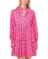 ფოტო #3 პროდუქტის Women's Ruffled-Neck Long-Sleeve Tiered Dress