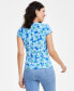 Фото #7 товара Women's Printed Lace-Up Front Top, Created for Macy's