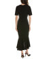 Brook + Lynn Ruffle Midi Dress Women's Black S